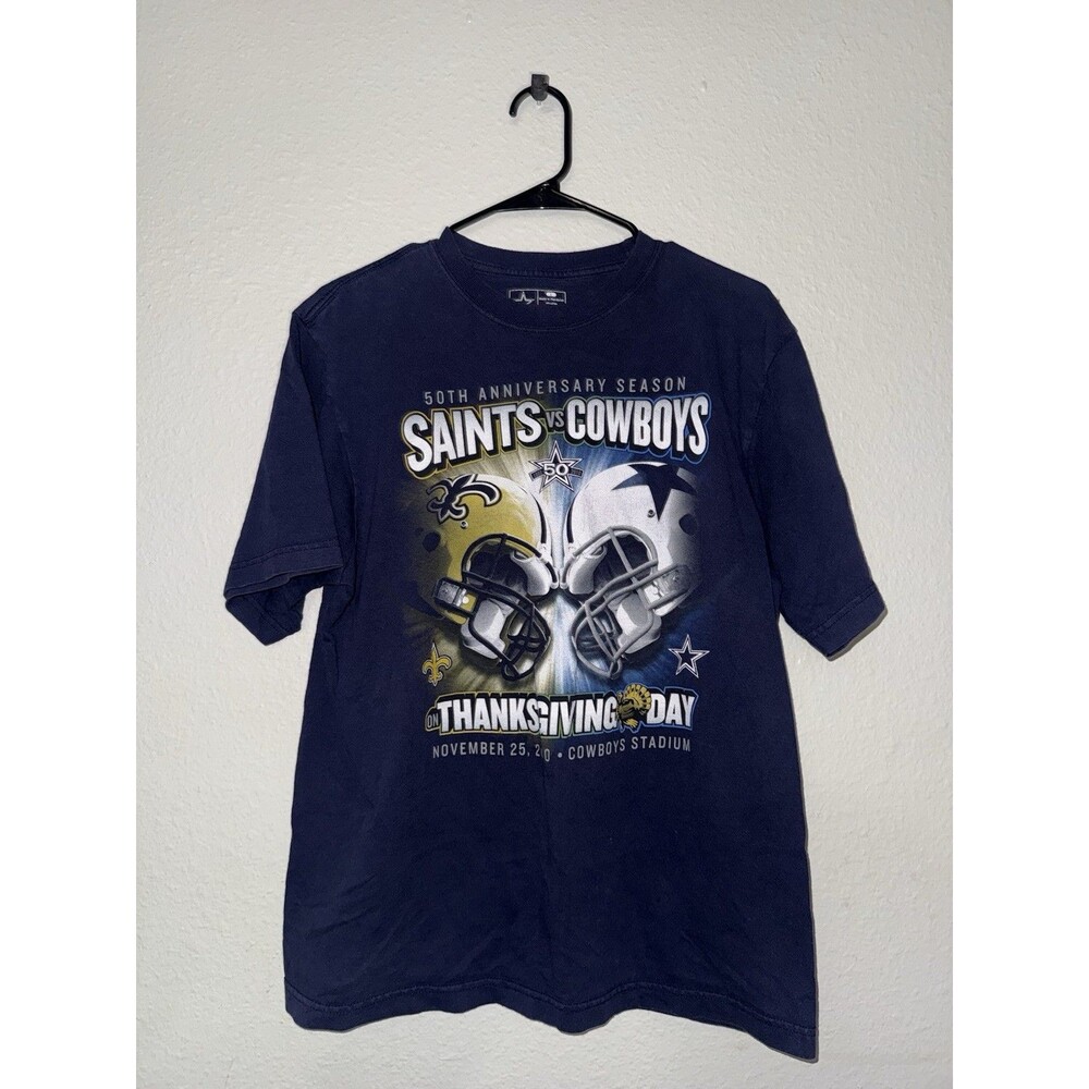2010 Dallas Cowboys vs Saints Thanksgiving Day T Shirt Mens L NFL Football